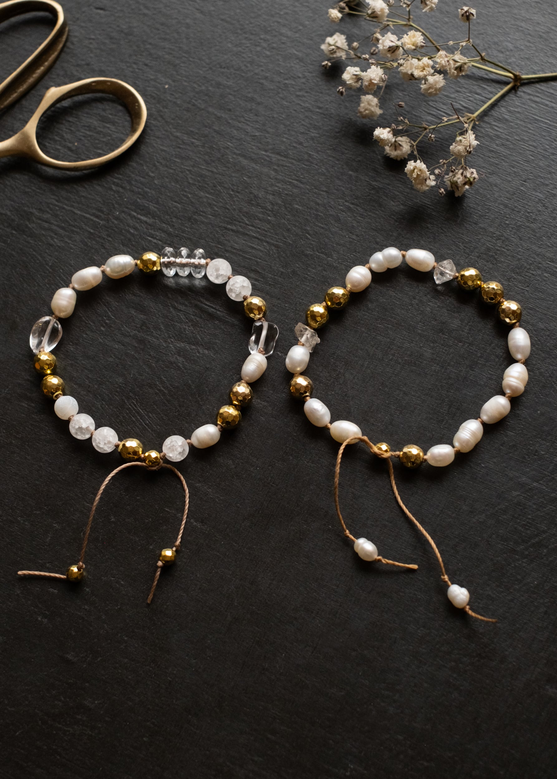 Freshwater Pearl & Crystal Adjustable Bracelet