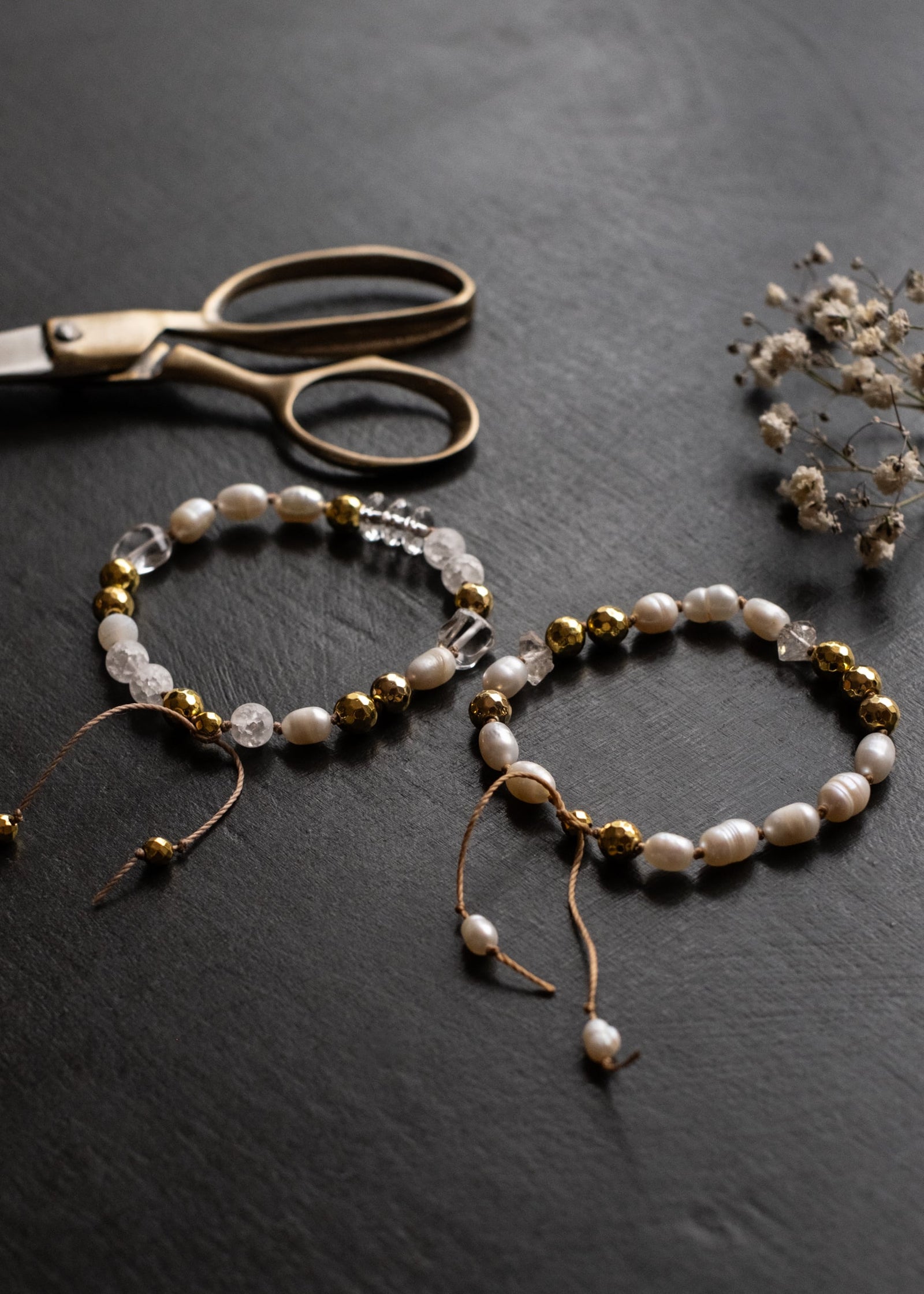 Freshwater Pearl & Crystal Adjustable Bracelet