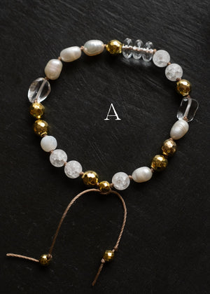 Freshwater Pearl & Crystal Adjustable Bracelet