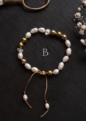 Freshwater Pearl & Crystal Adjustable Bracelet