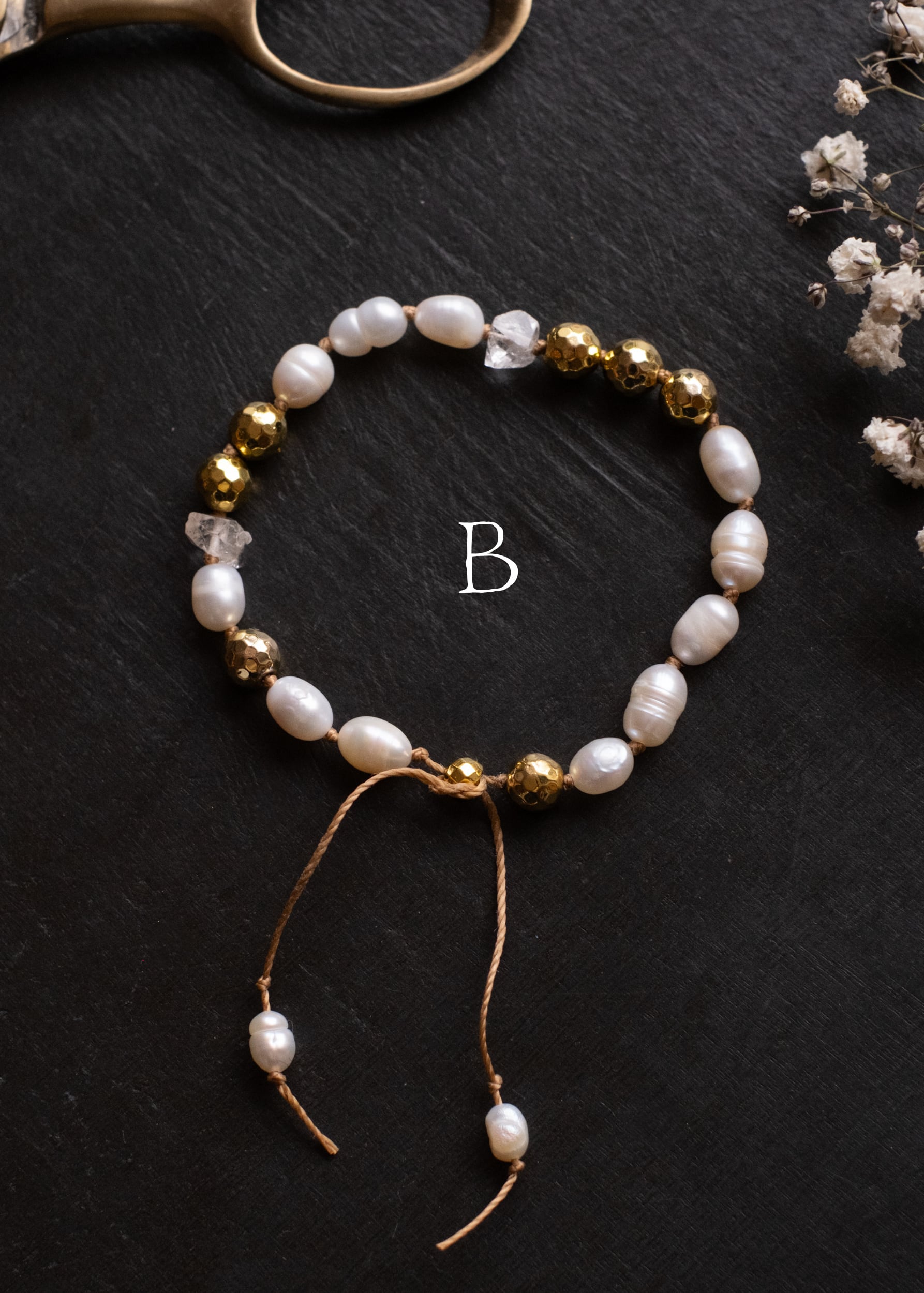 Freshwater Pearl & Crystal Adjustable Bracelet