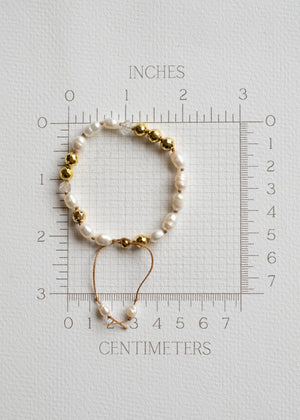 Freshwater Pearl & Crystal Adjustable Bracelet