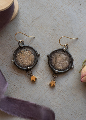 Tudor Queen Coin Earrings