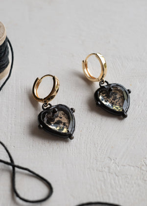 Midnight Mirror Heart Earrings