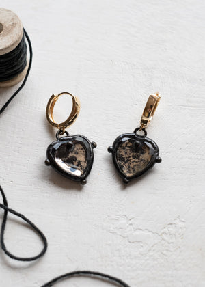Midnight Mirror Heart Earrings