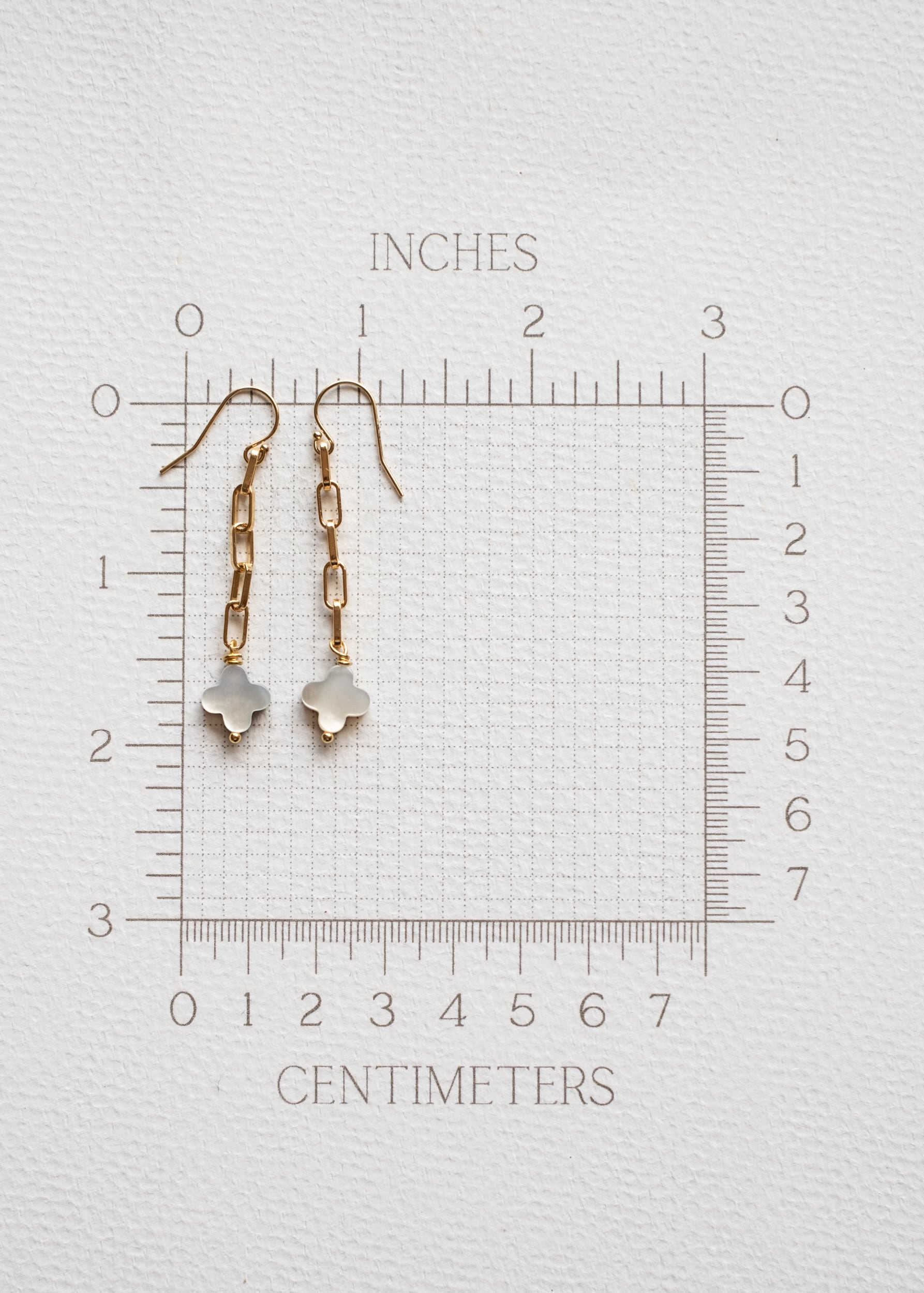 Golden Link and Pearl Clover Earrings