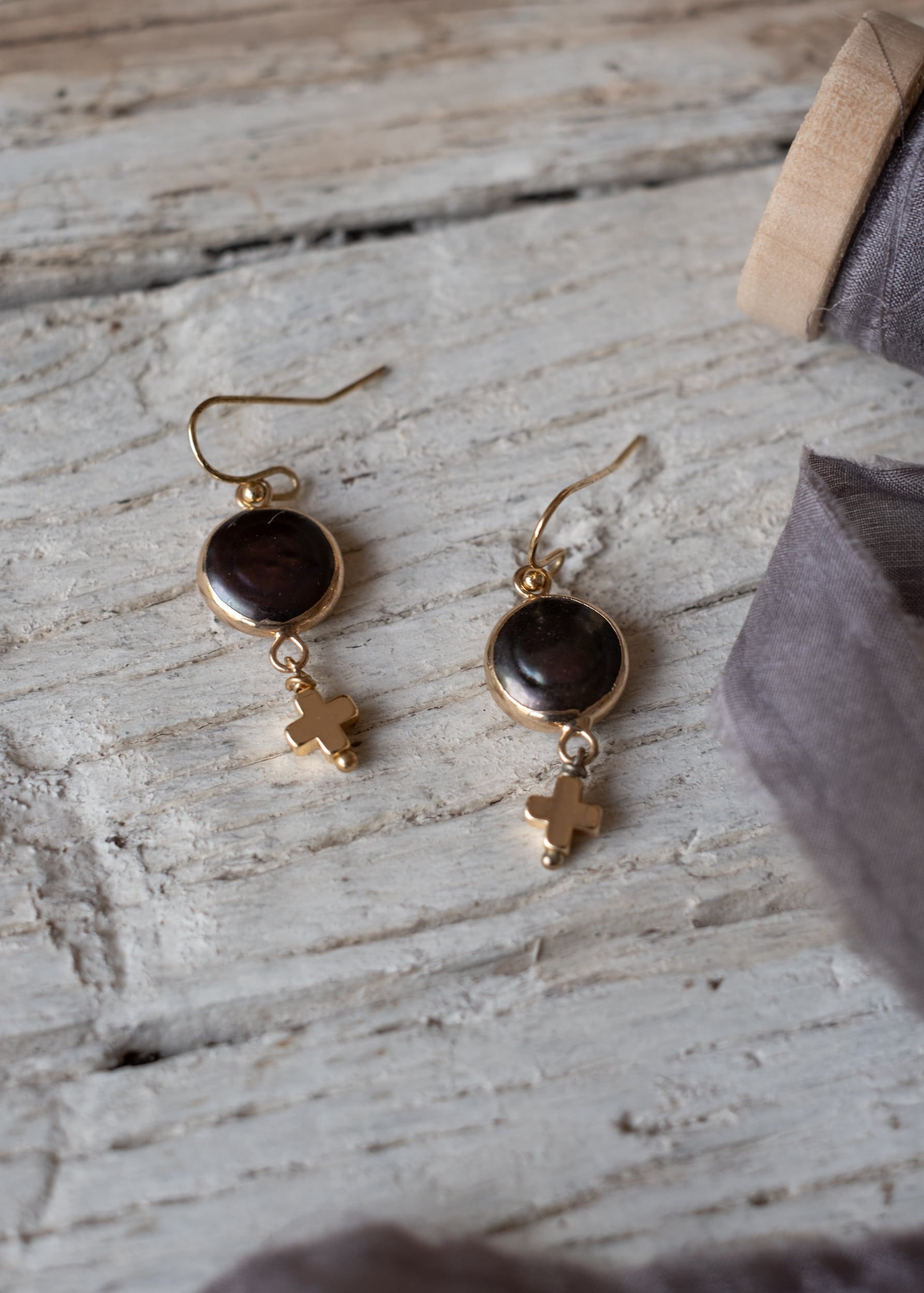 Midnight Glow Cross Earrings