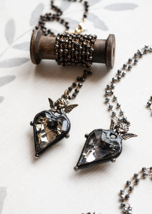 Vintage Angel Crystal Heart Necklace