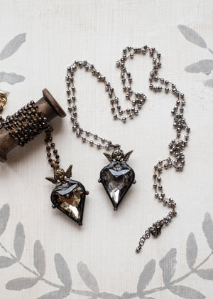 Vintage Angel Crystal Heart Necklace