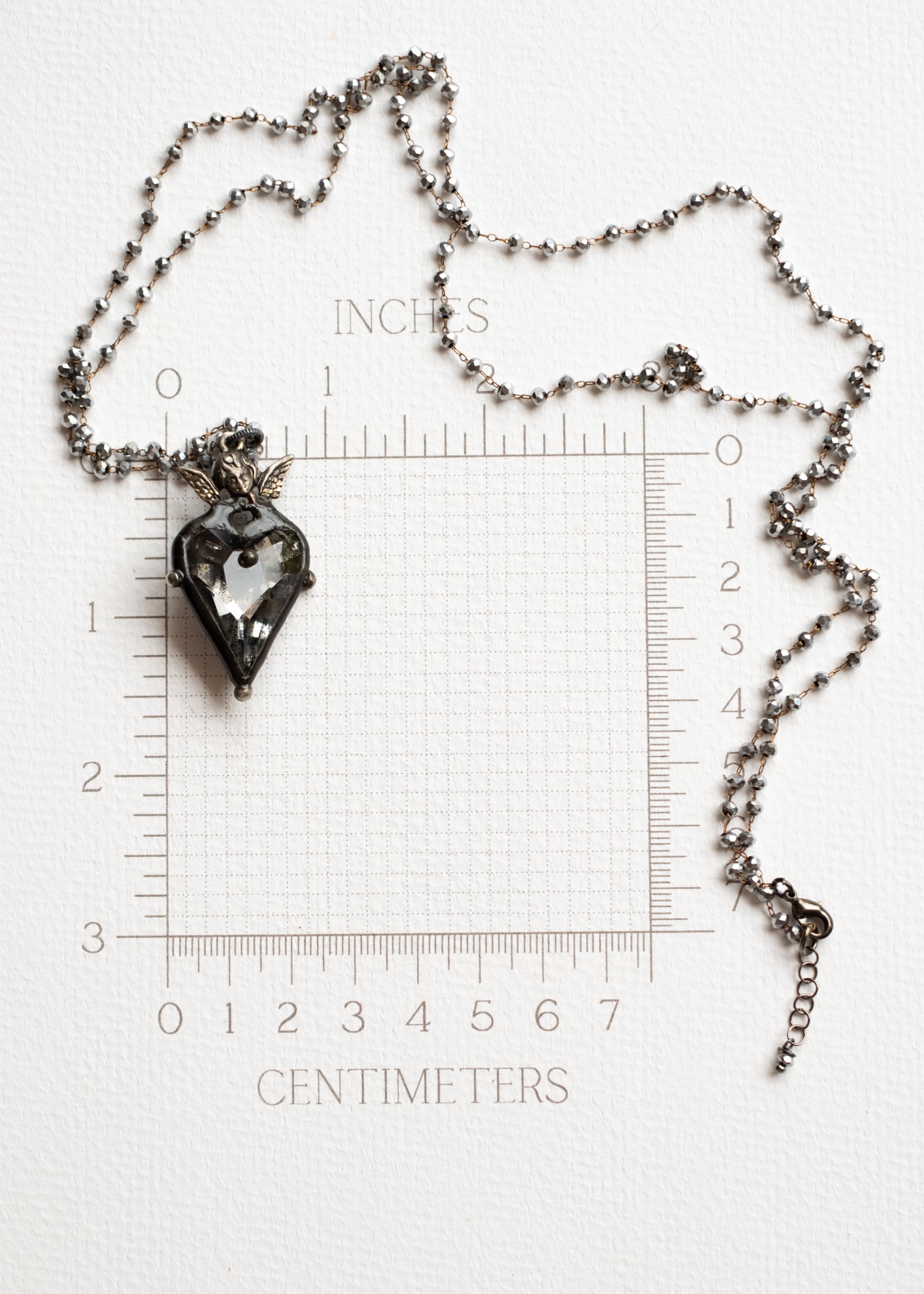 Vintage Angel Crystal Heart Necklace