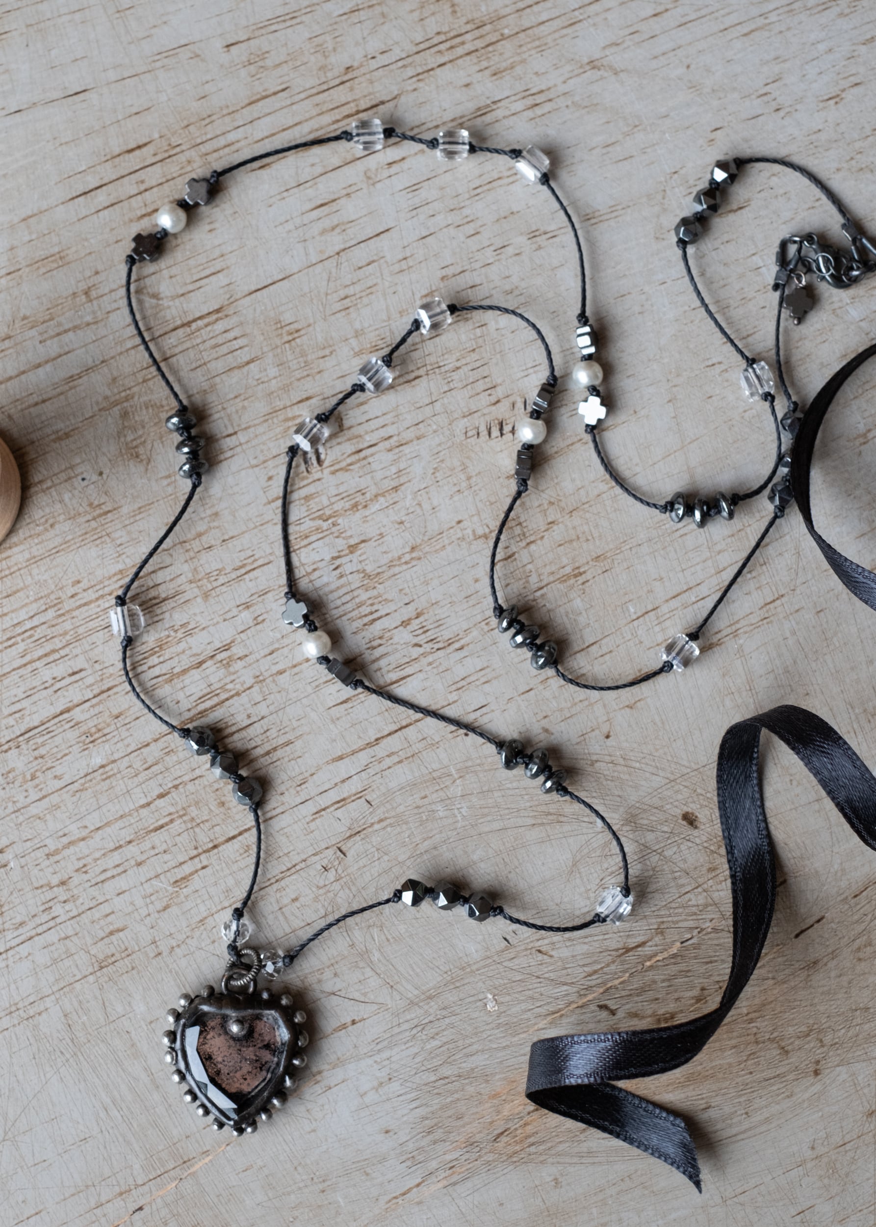 Vintage Mirror Heart Necklace