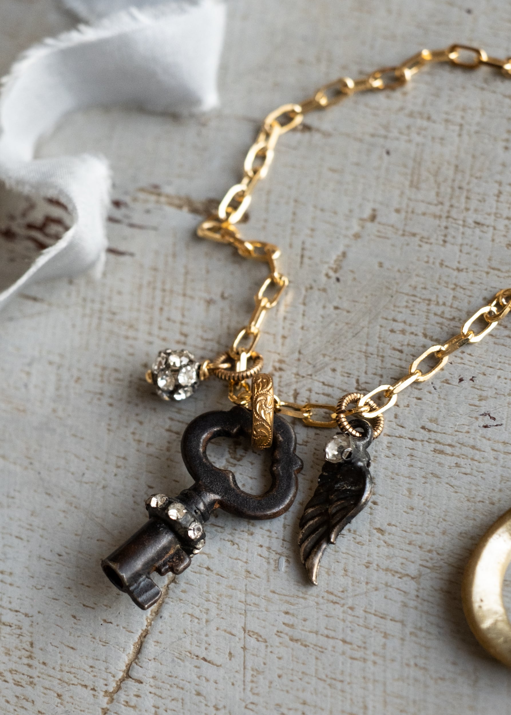Celestial Key and Wing Necklace