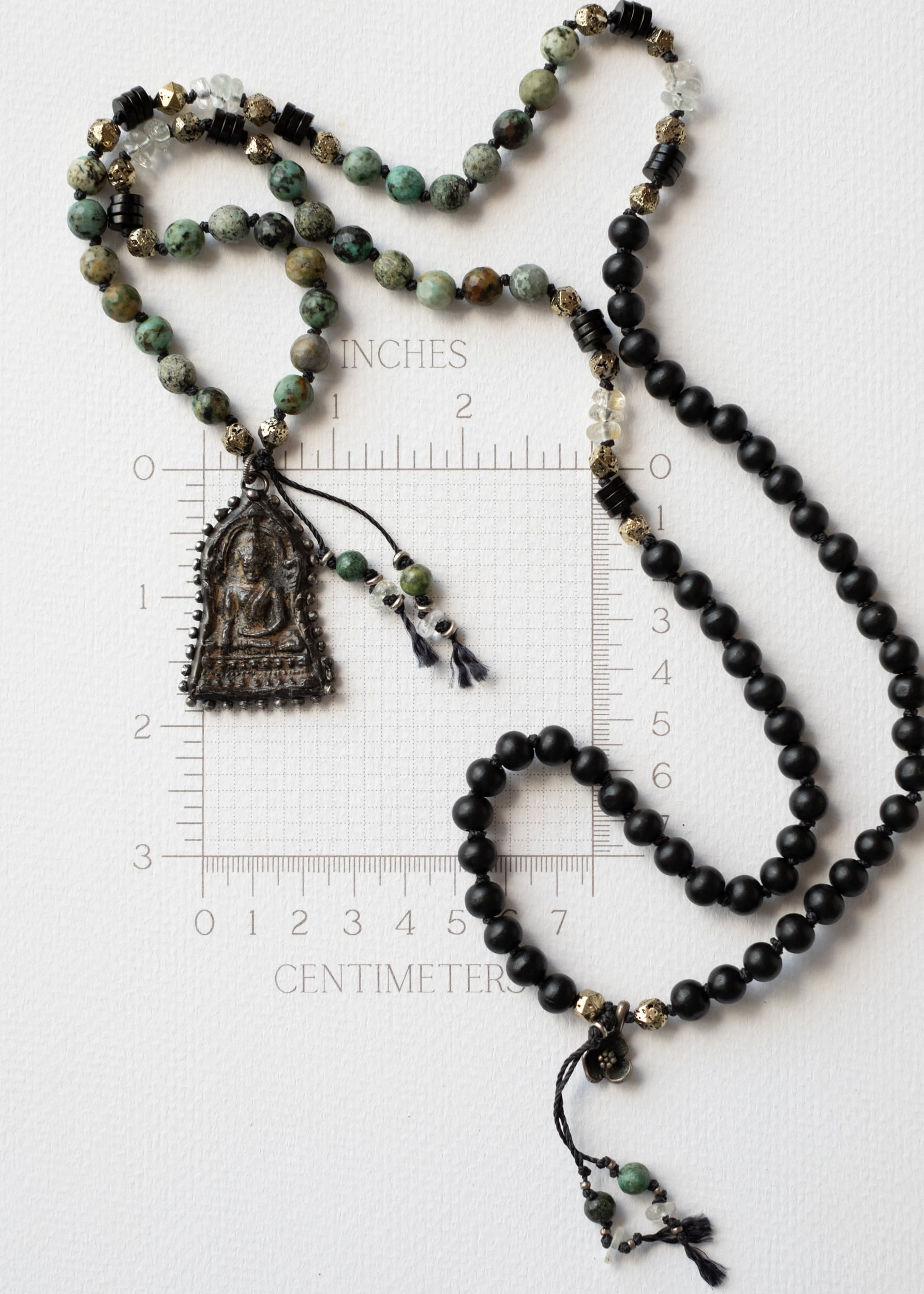 Vintage Buddha Amulet Meditation Mala Necklace