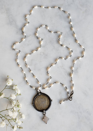 Radiant Madonna Pearl Medallion Necklace