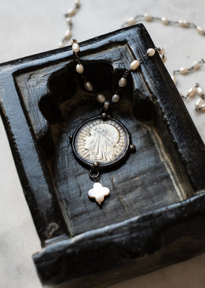 Radiant Madonna Pearl Medallion Necklace