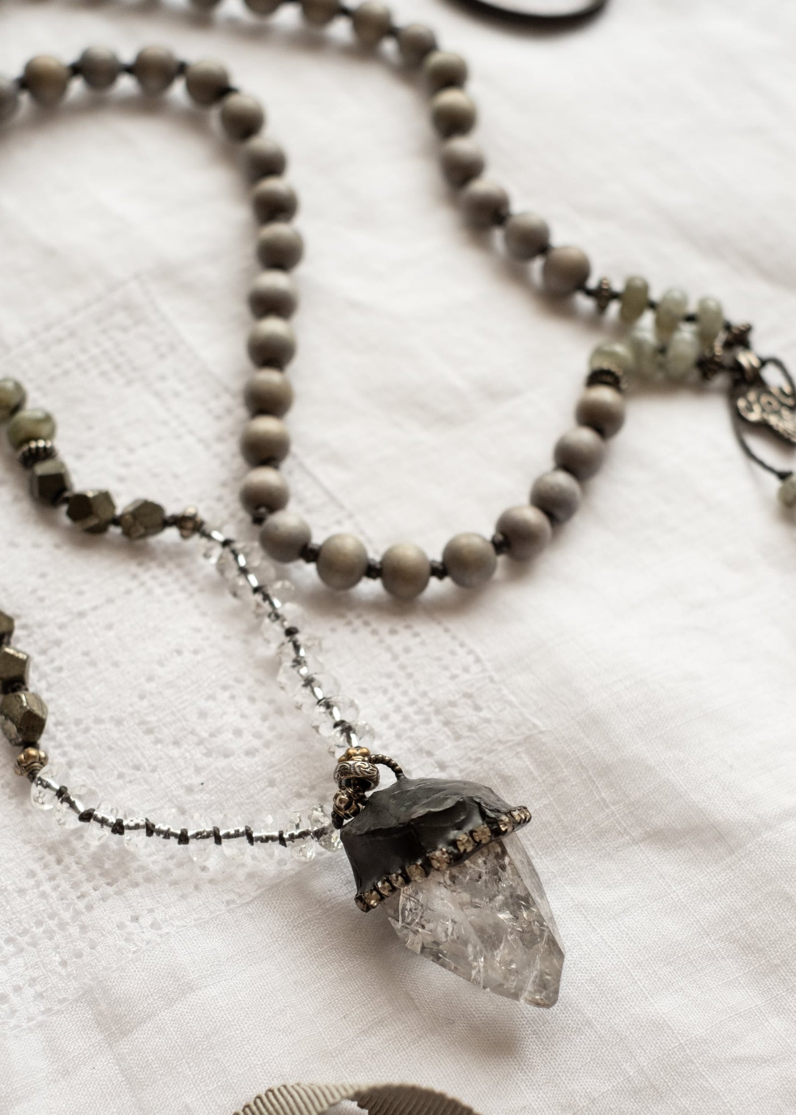 Crackled Crystal Point Mala