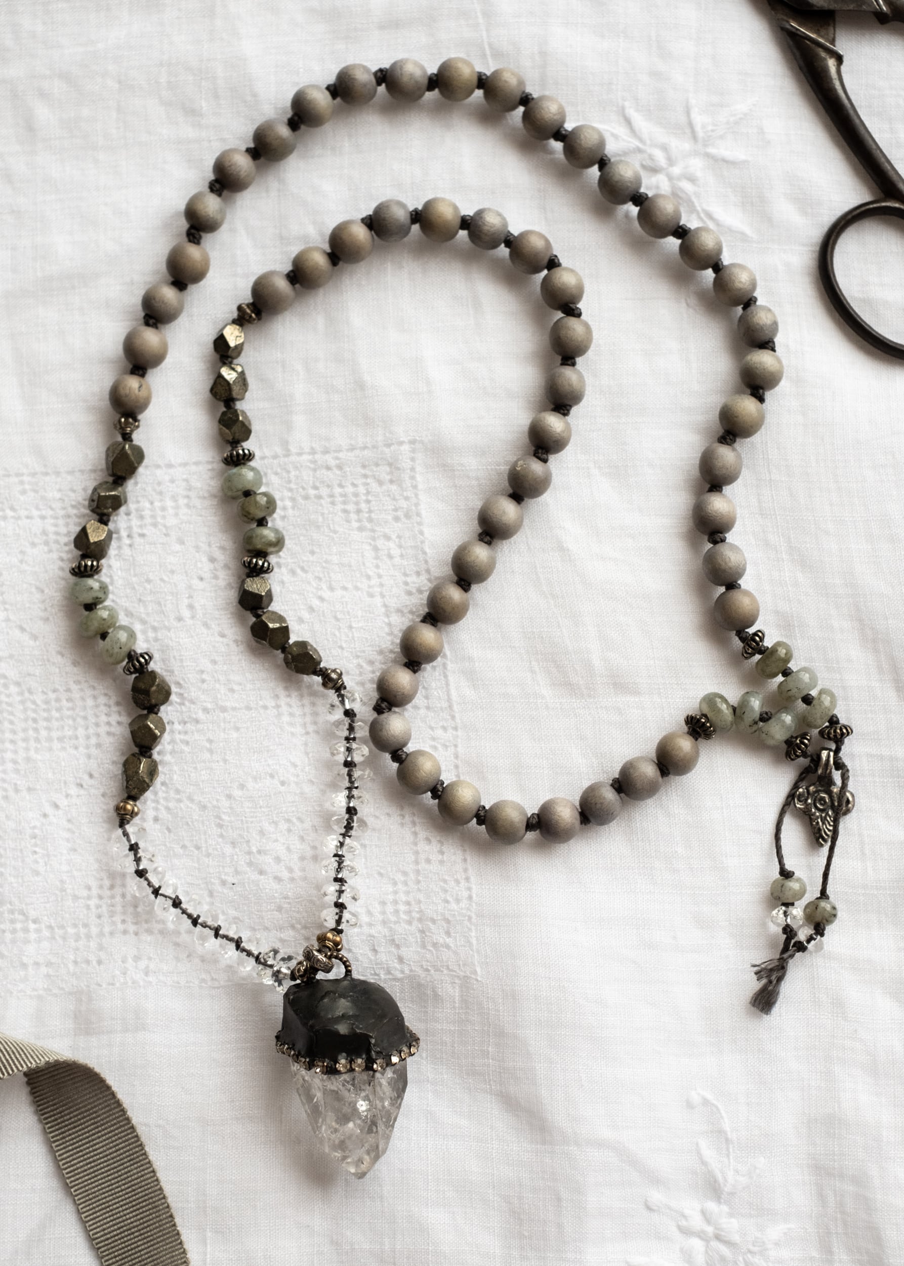 Crackled Crystal Point Mala