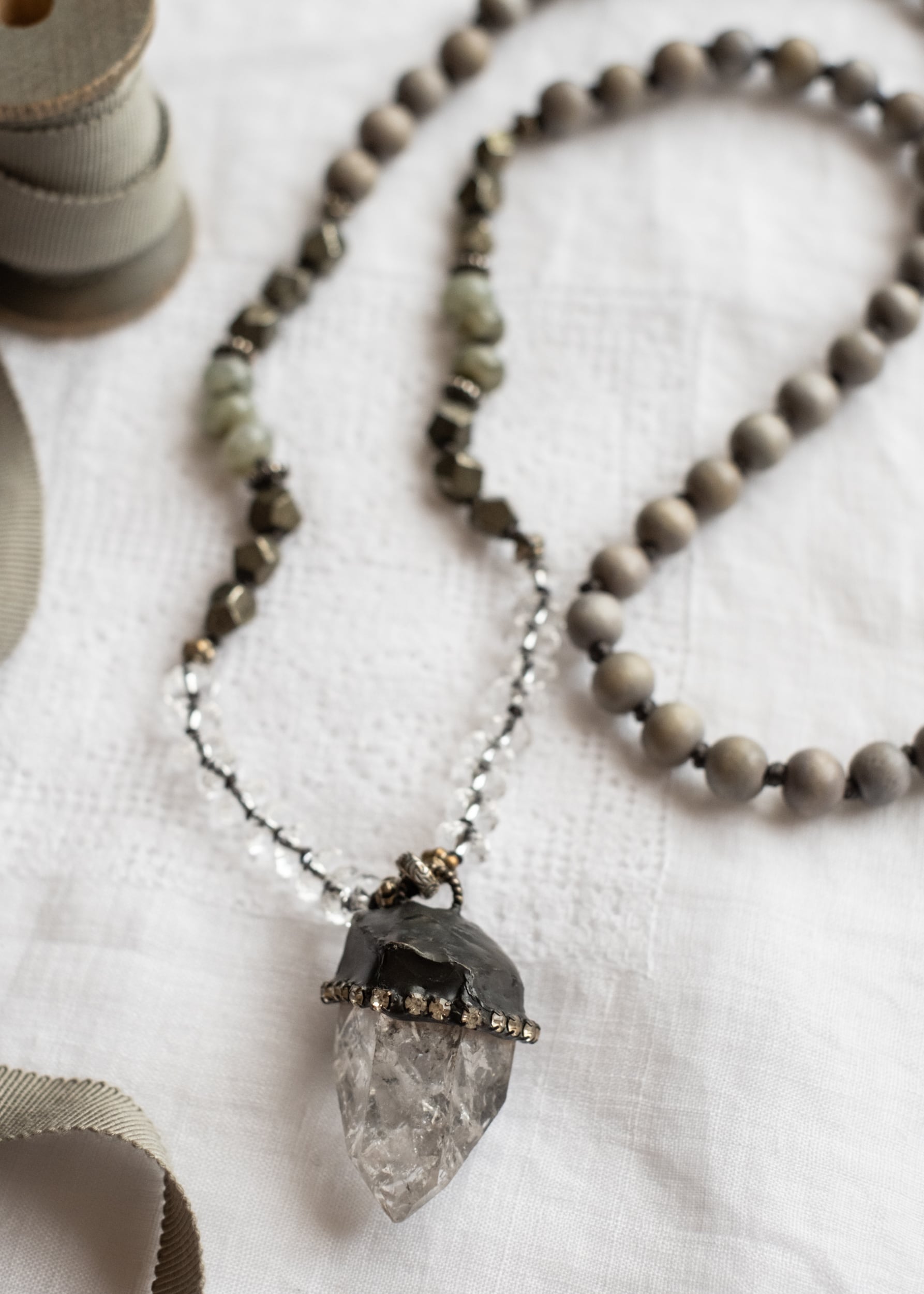 Crackled Crystal Point Mala