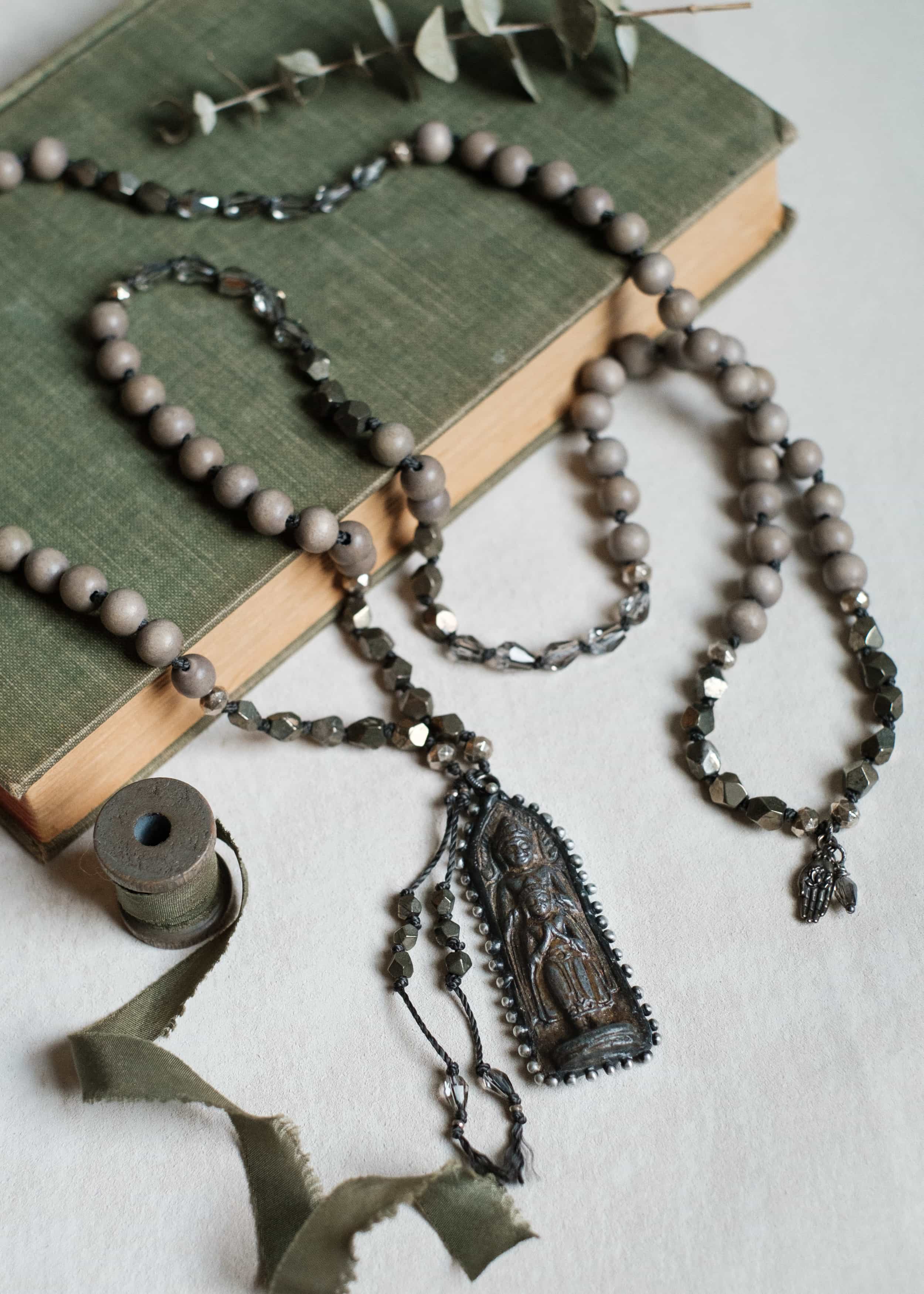 Mother and Praying Child Mala Necklace