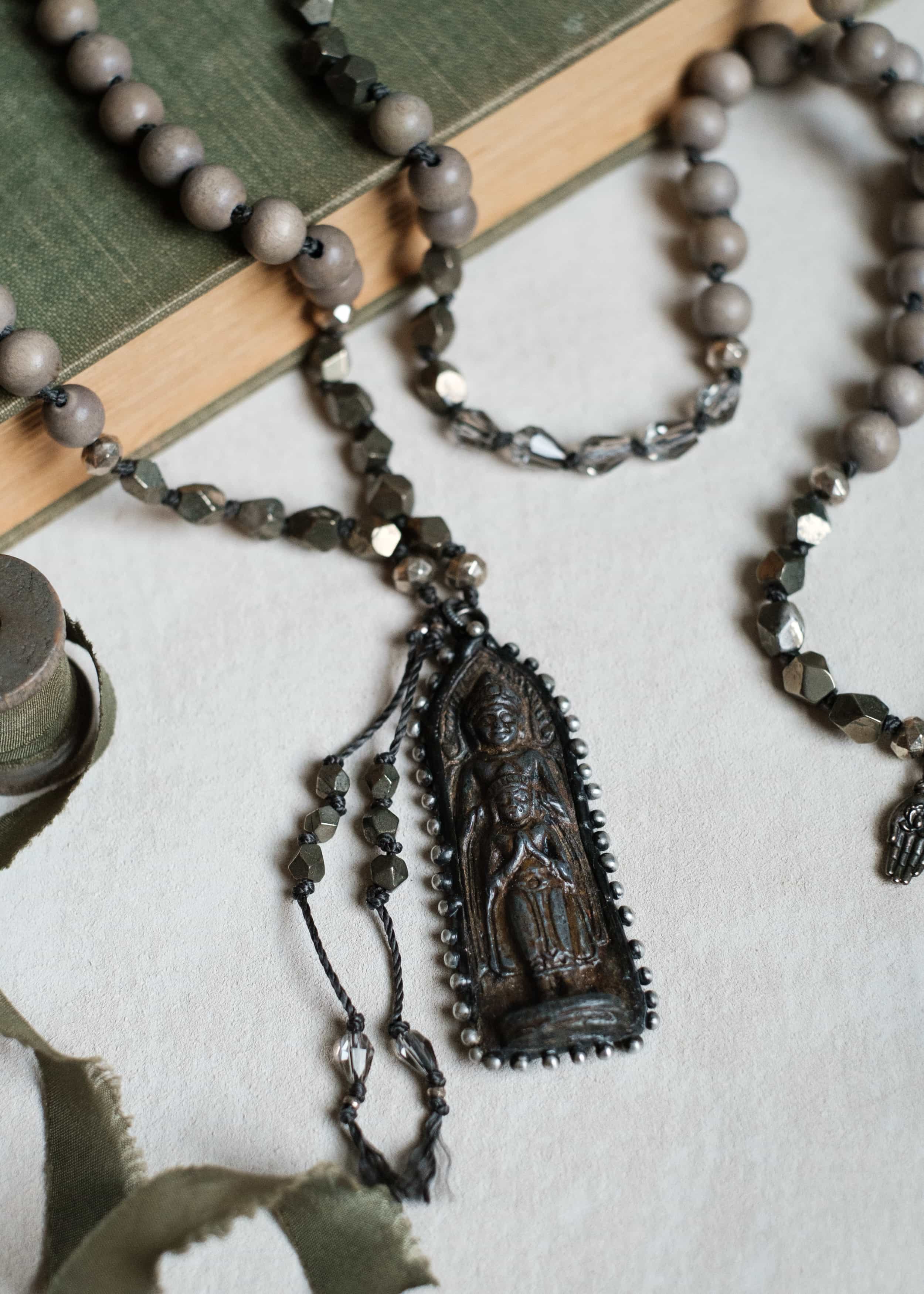Mother and Praying Child Mala Necklace