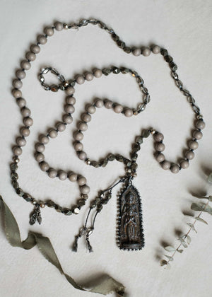 Mother and Praying Child Mala Necklace
