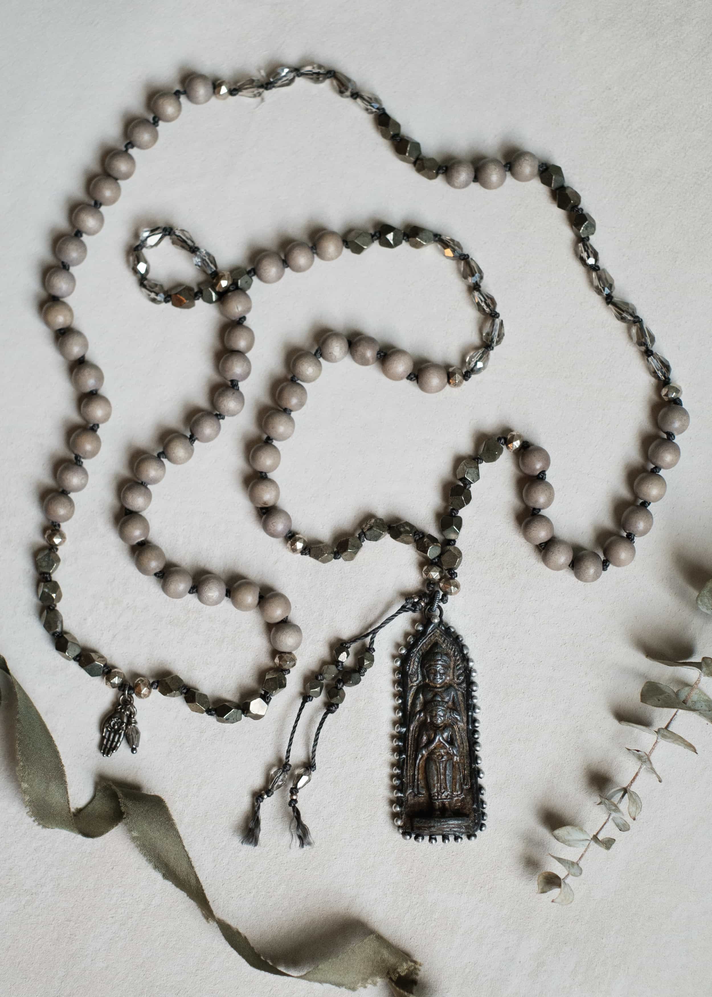 Mother and Praying Child Mala Necklace