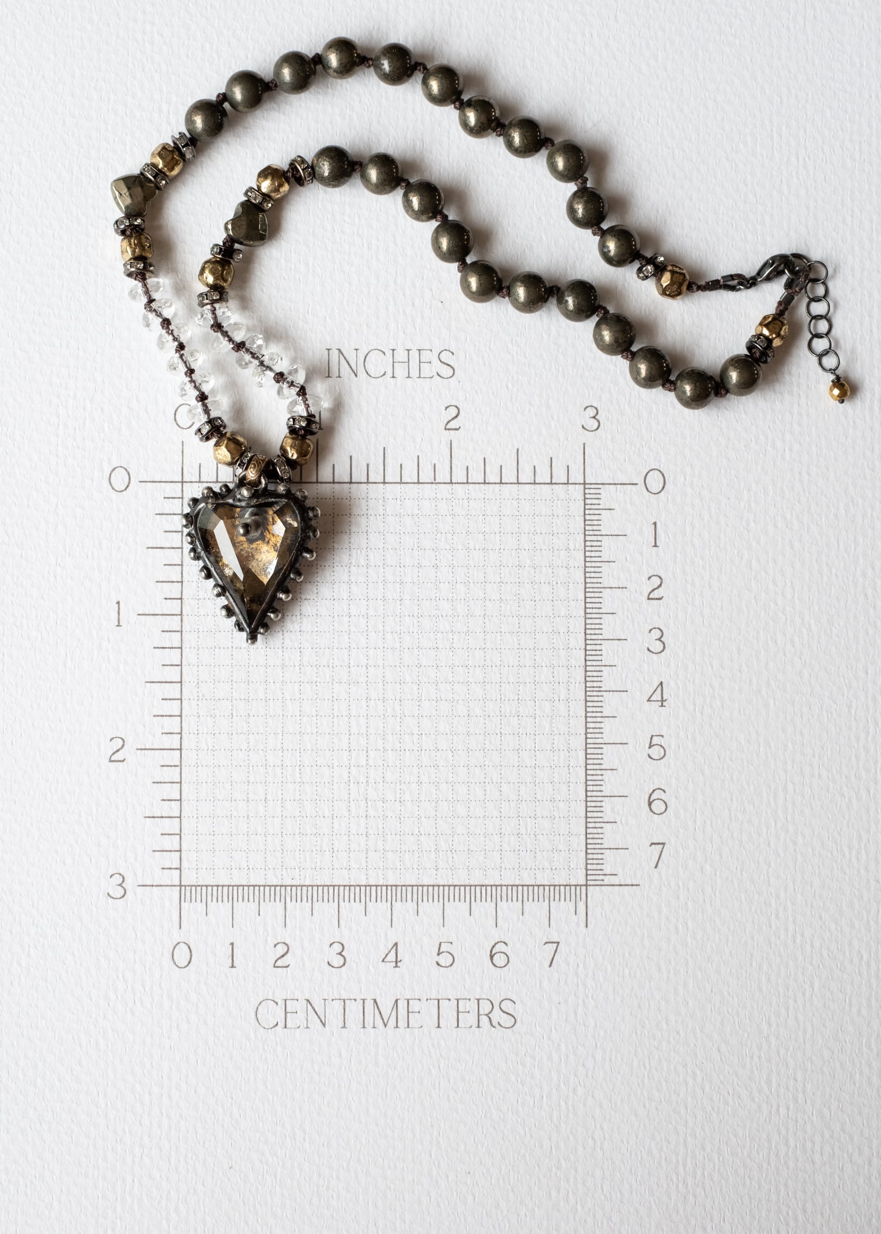 Antique Gold Mercury Glass Heart Necklace