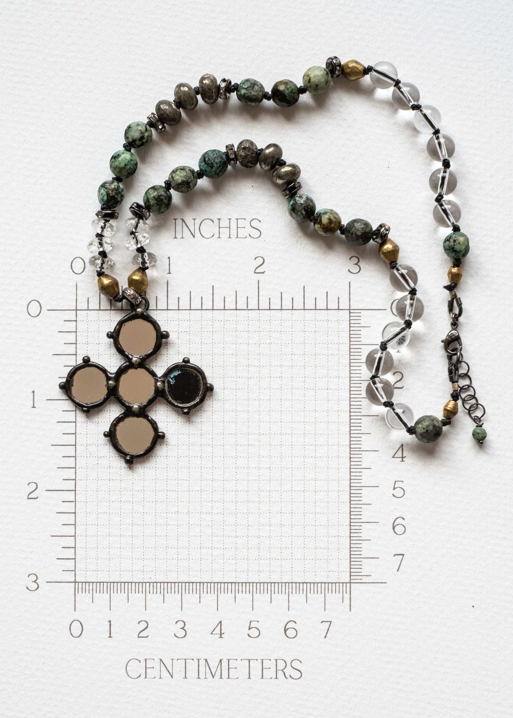 Antique Mirror Cross Necklace