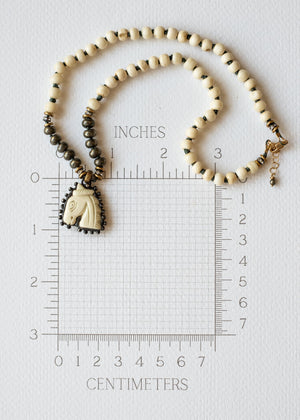Carved Bone Horse Necklace