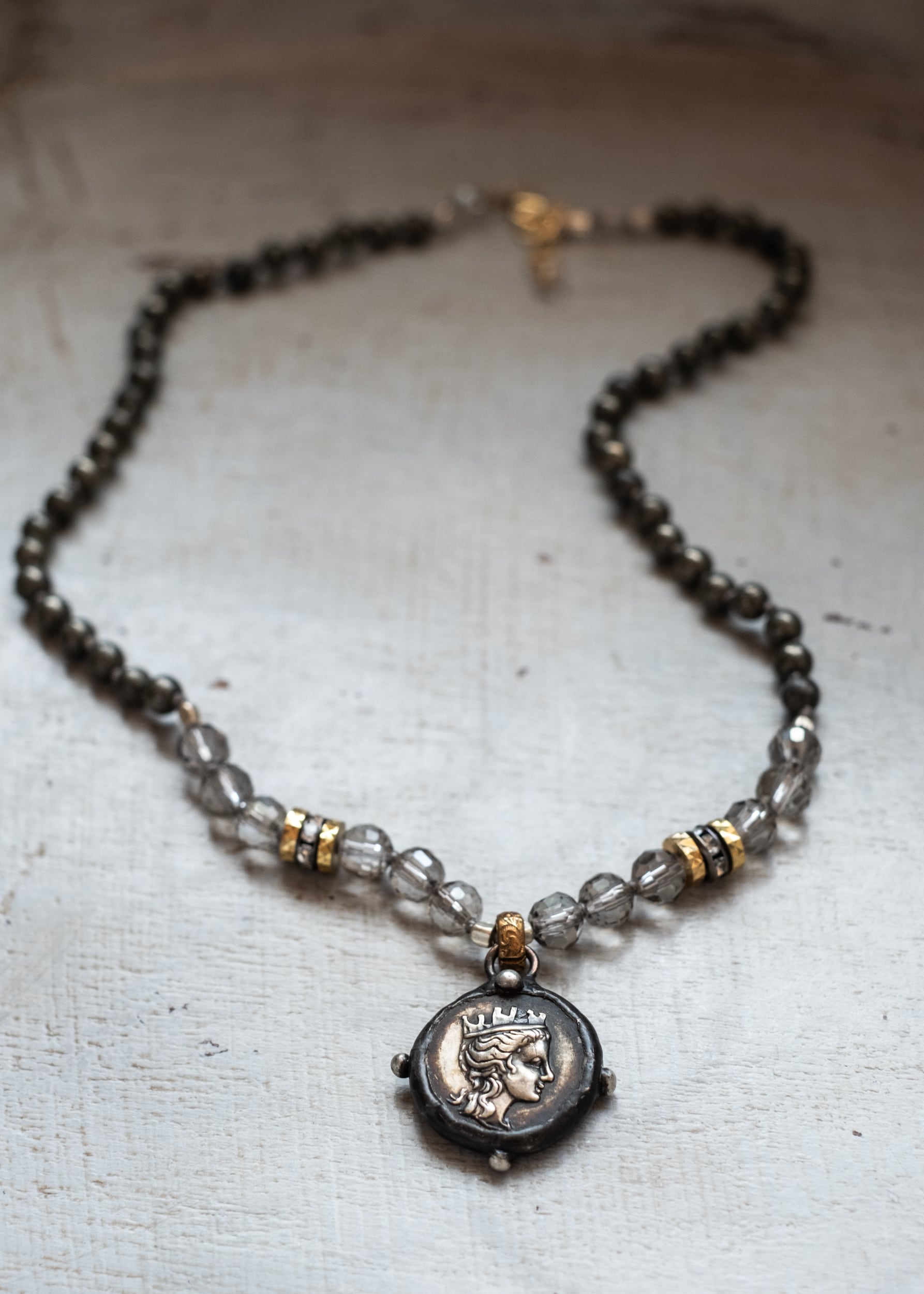 Whispers of a Muse Greek Coin Necklace