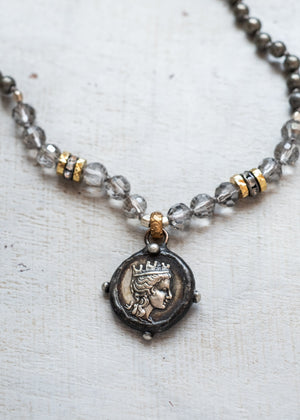 Whispers of a Muse Greek Coin Necklace