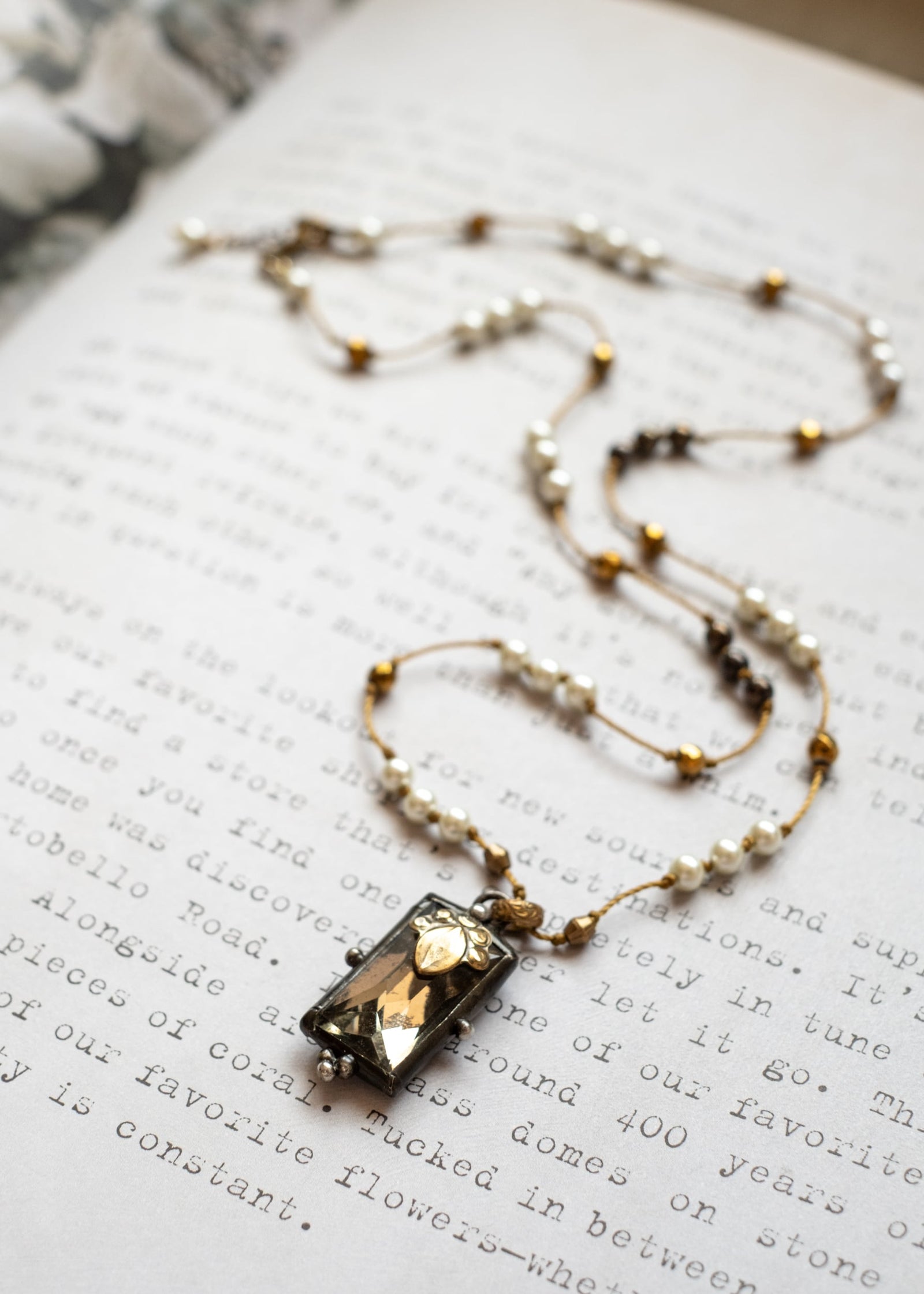 Golden Light Glass Pendant Necklace