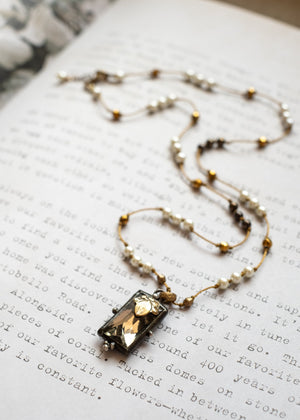 Golden Light Glass Pendant Necklace
