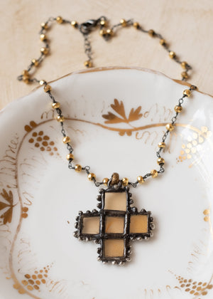 Sacred Light Vintage Glass Cross Necklace