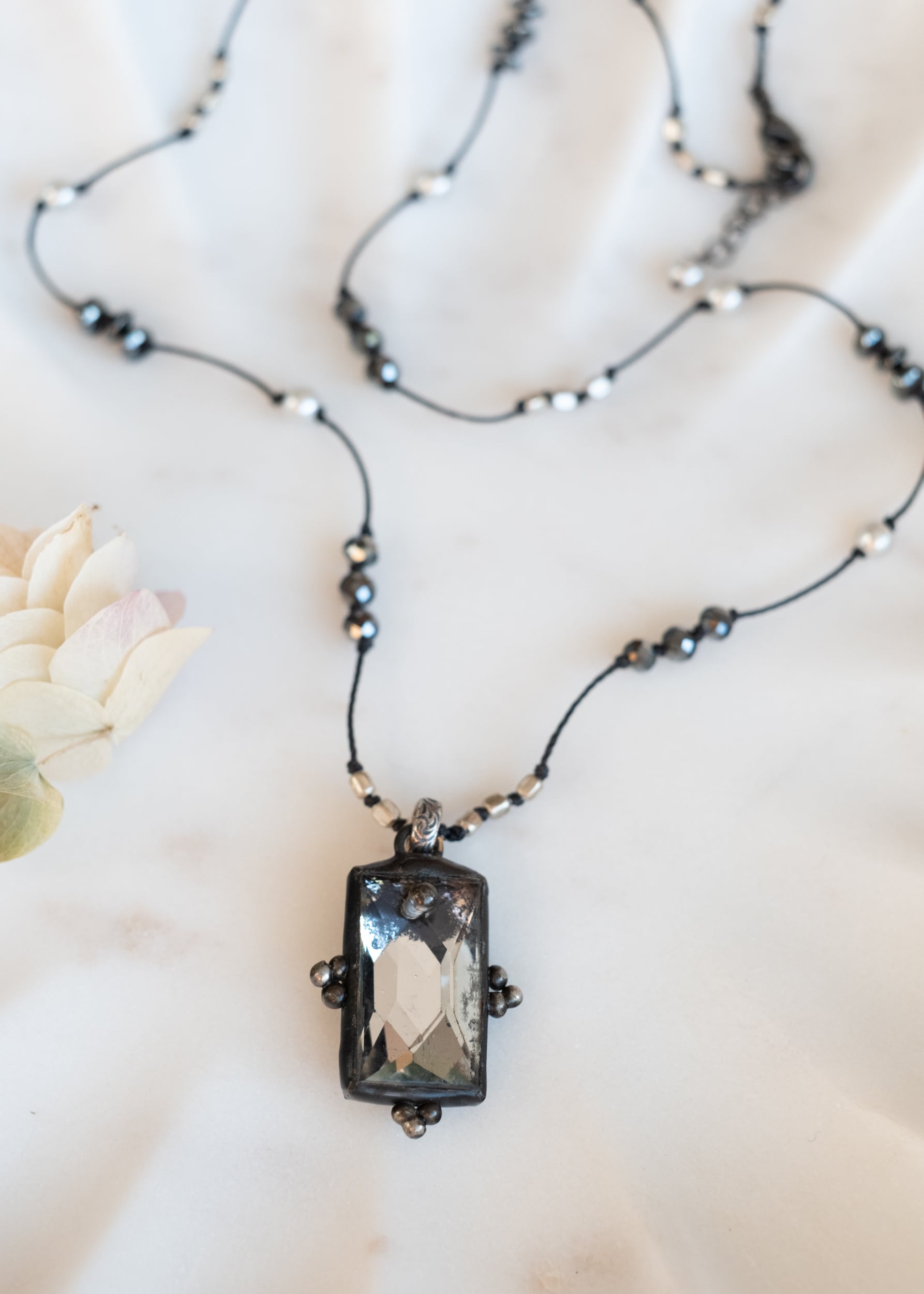 Reflections of Time Mirror Glass Necklace