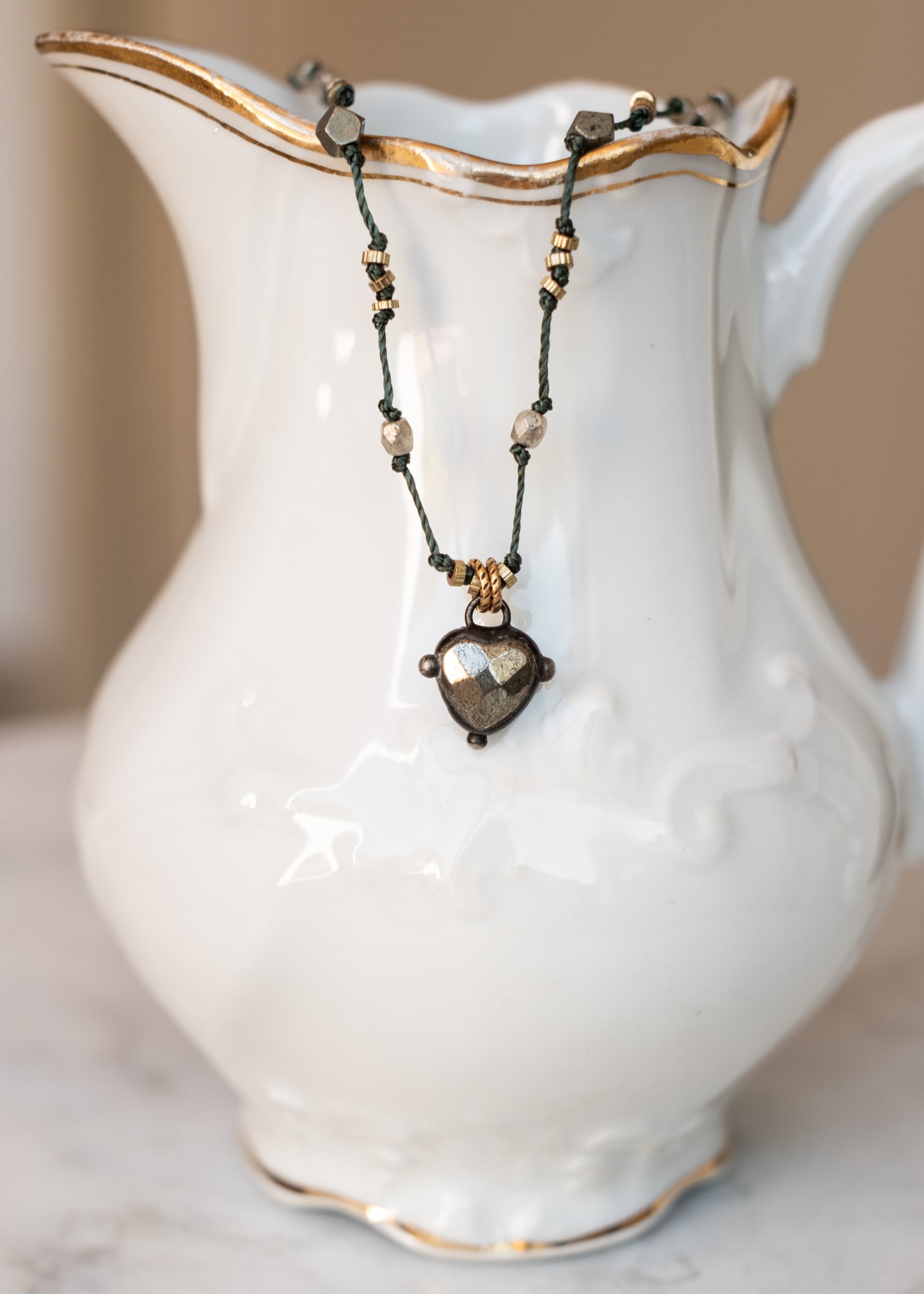 Shimmering Pyrite Heart Necklace