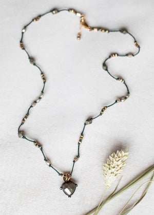 Shimmering Pyrite Heart Necklace