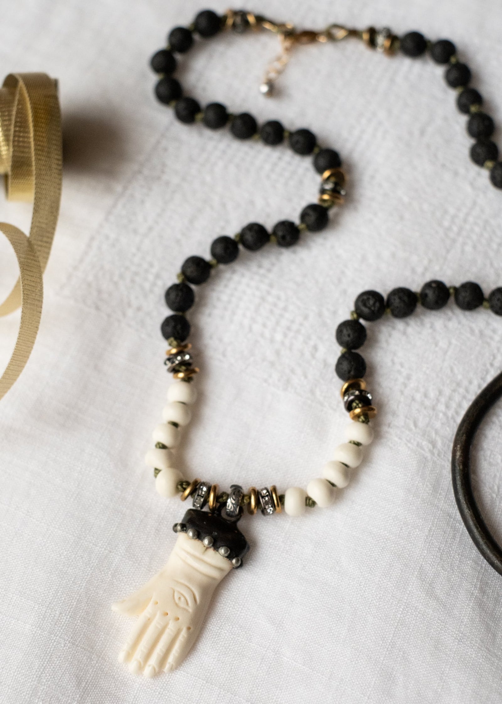 Bone Hand Protection Necklace