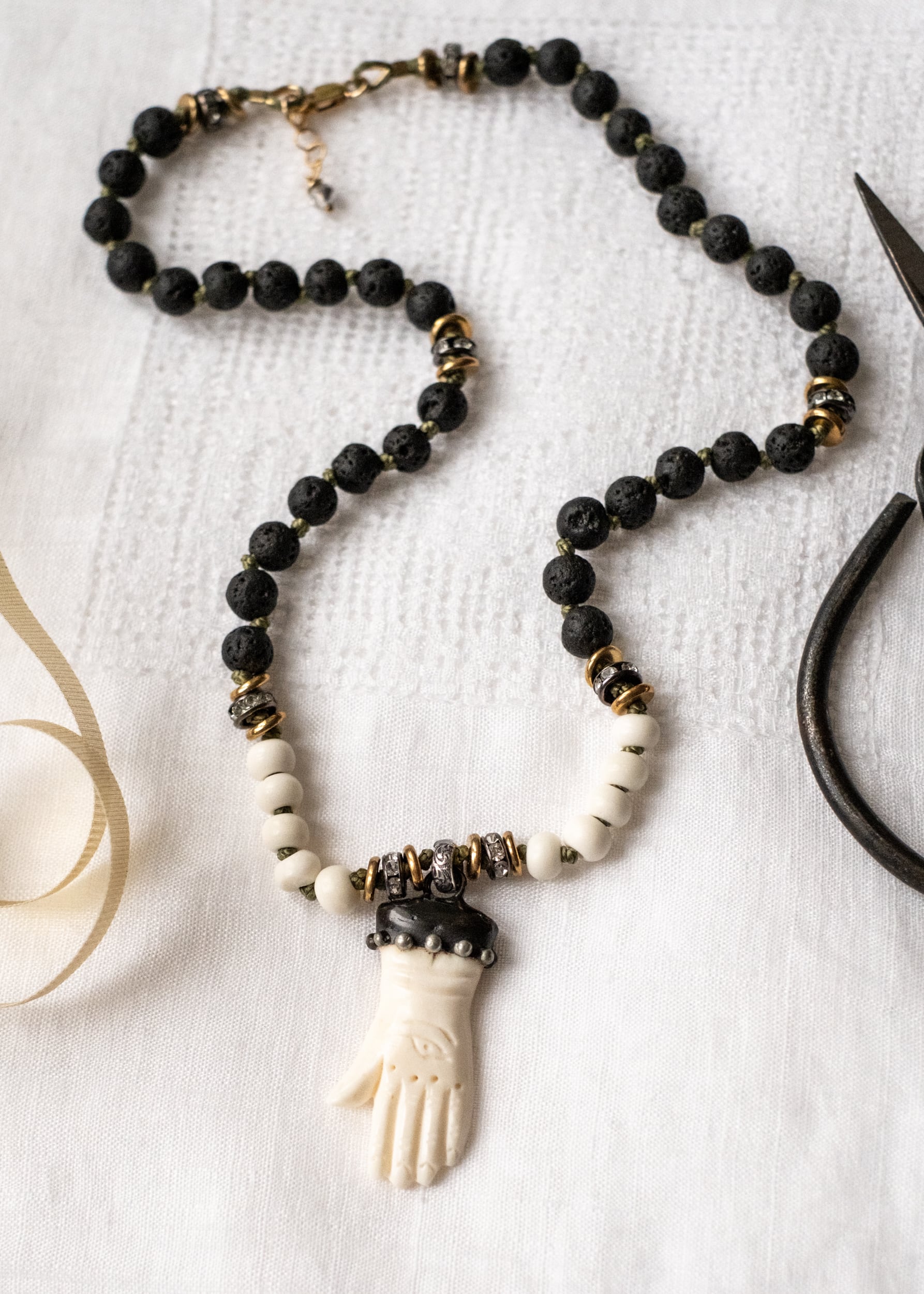 Bone Hand Protection Necklace