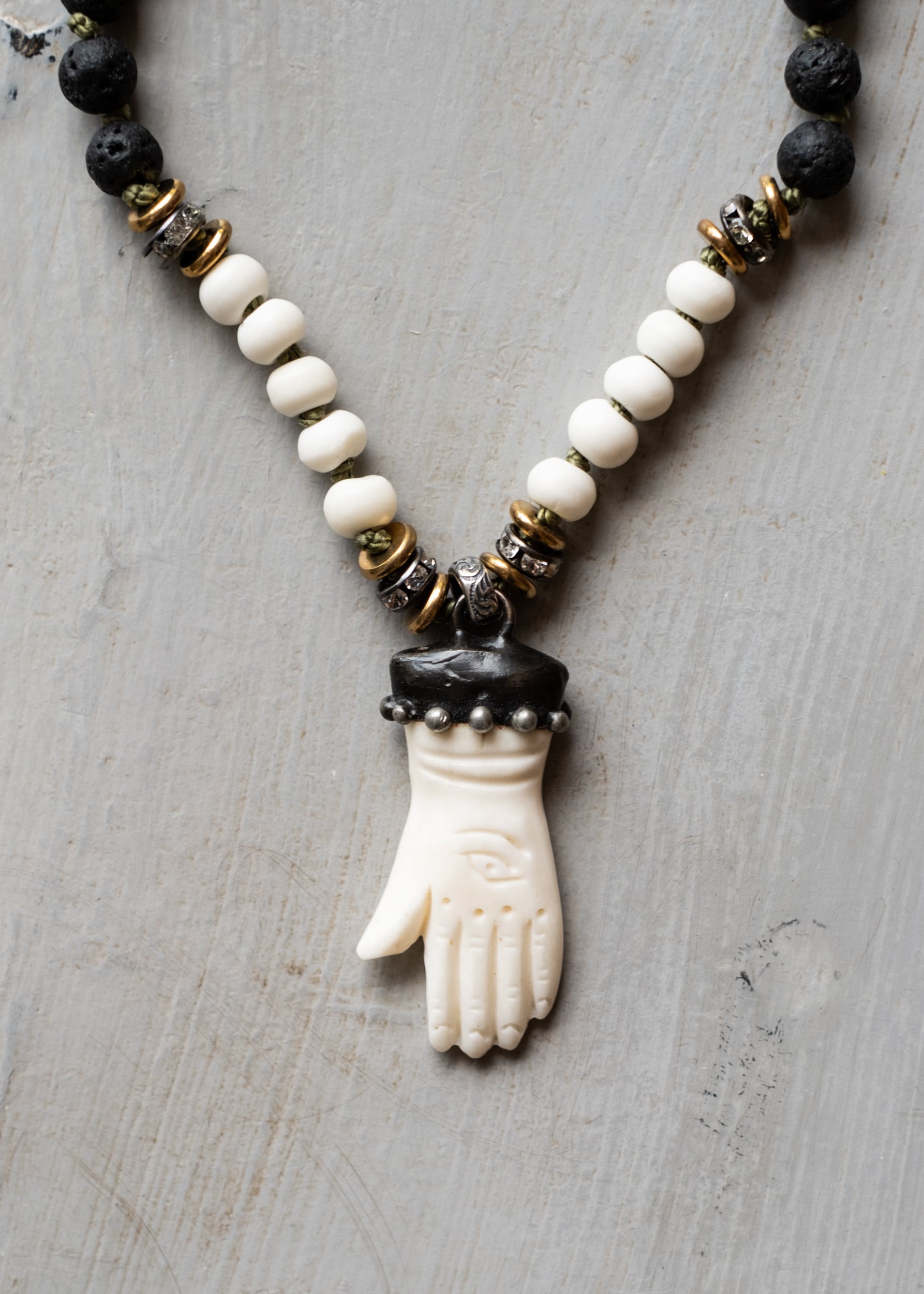 Bone Hand Protection Necklace