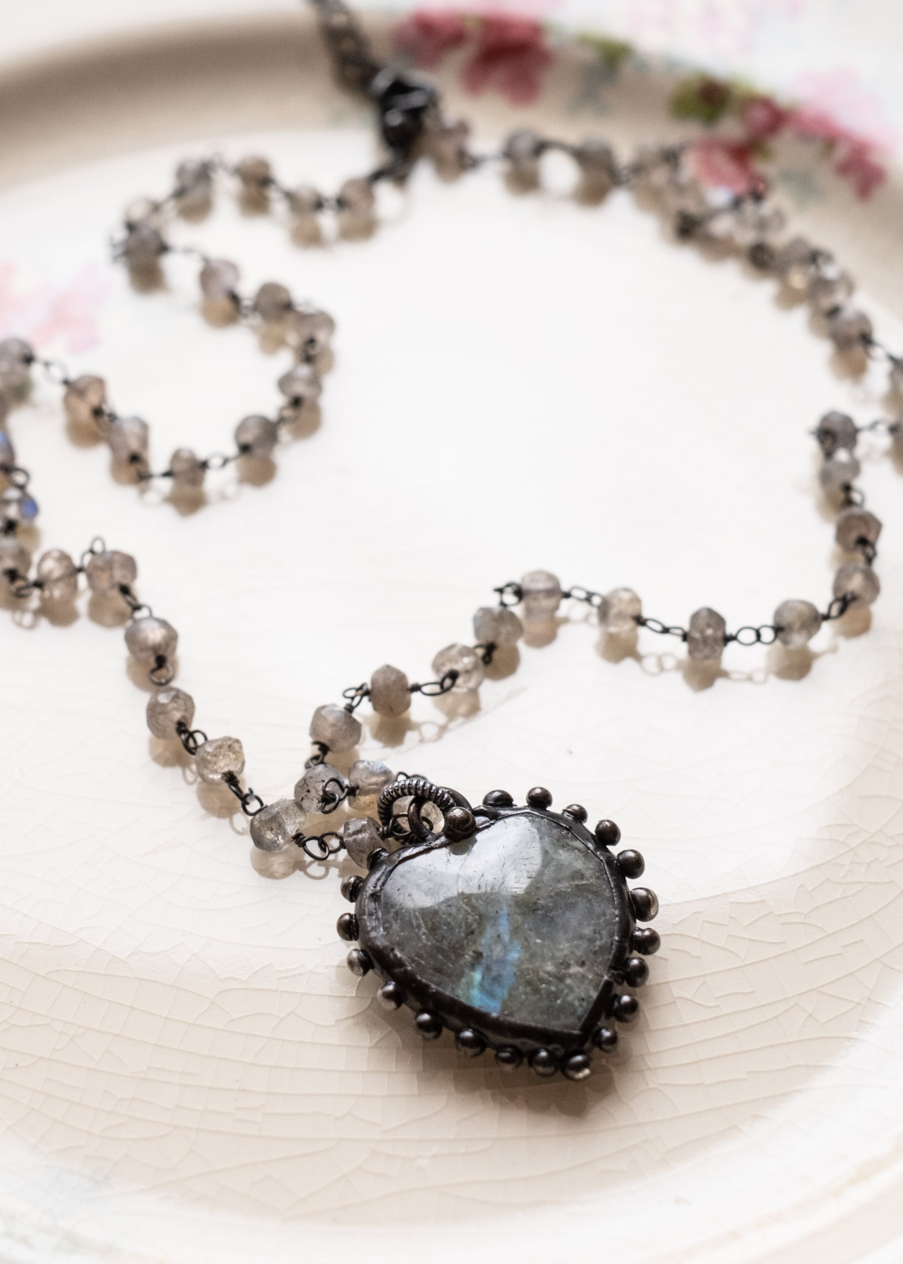 Mystic Labradorite Heart Necklace