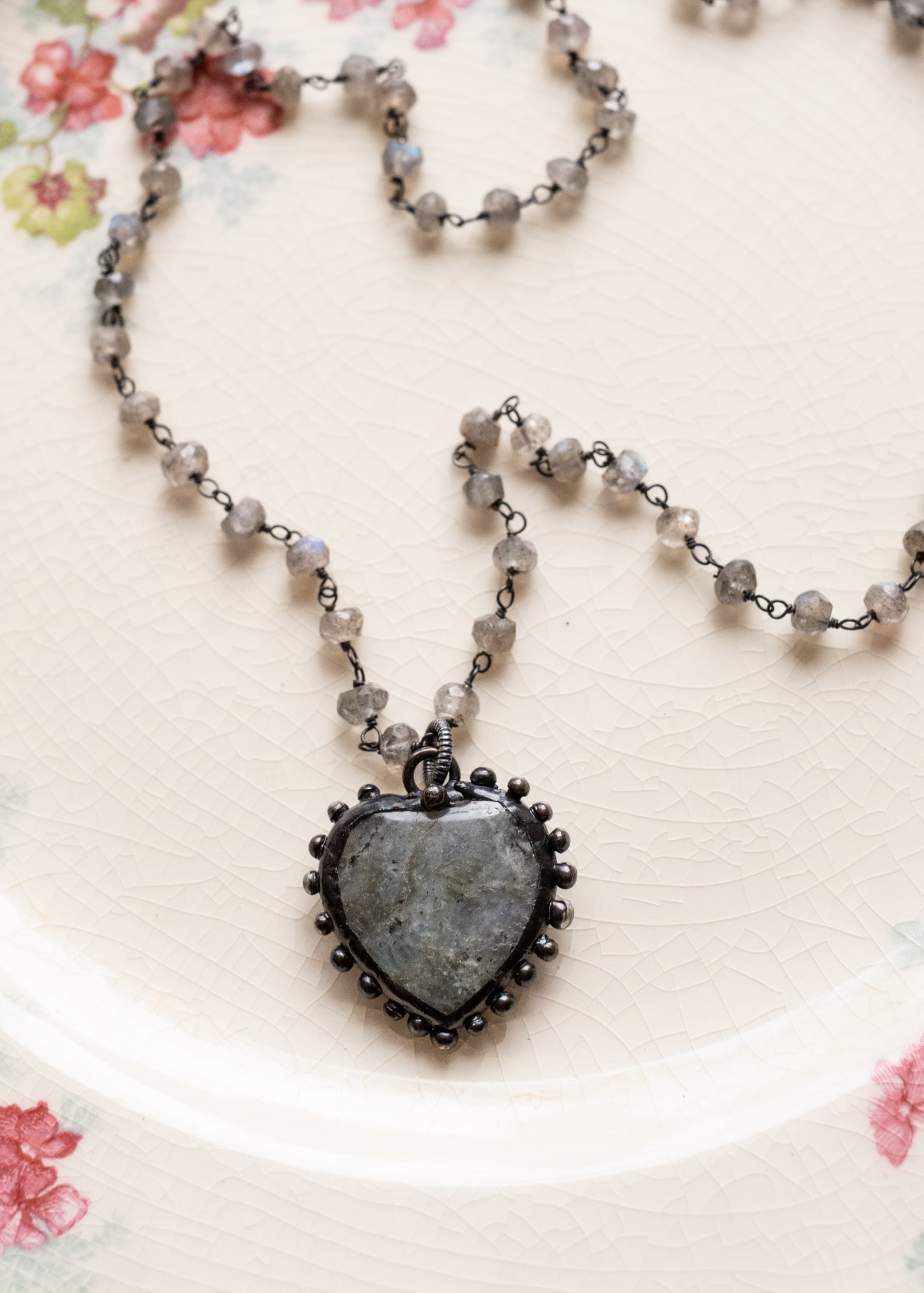 Mystic Labradorite Heart Necklace