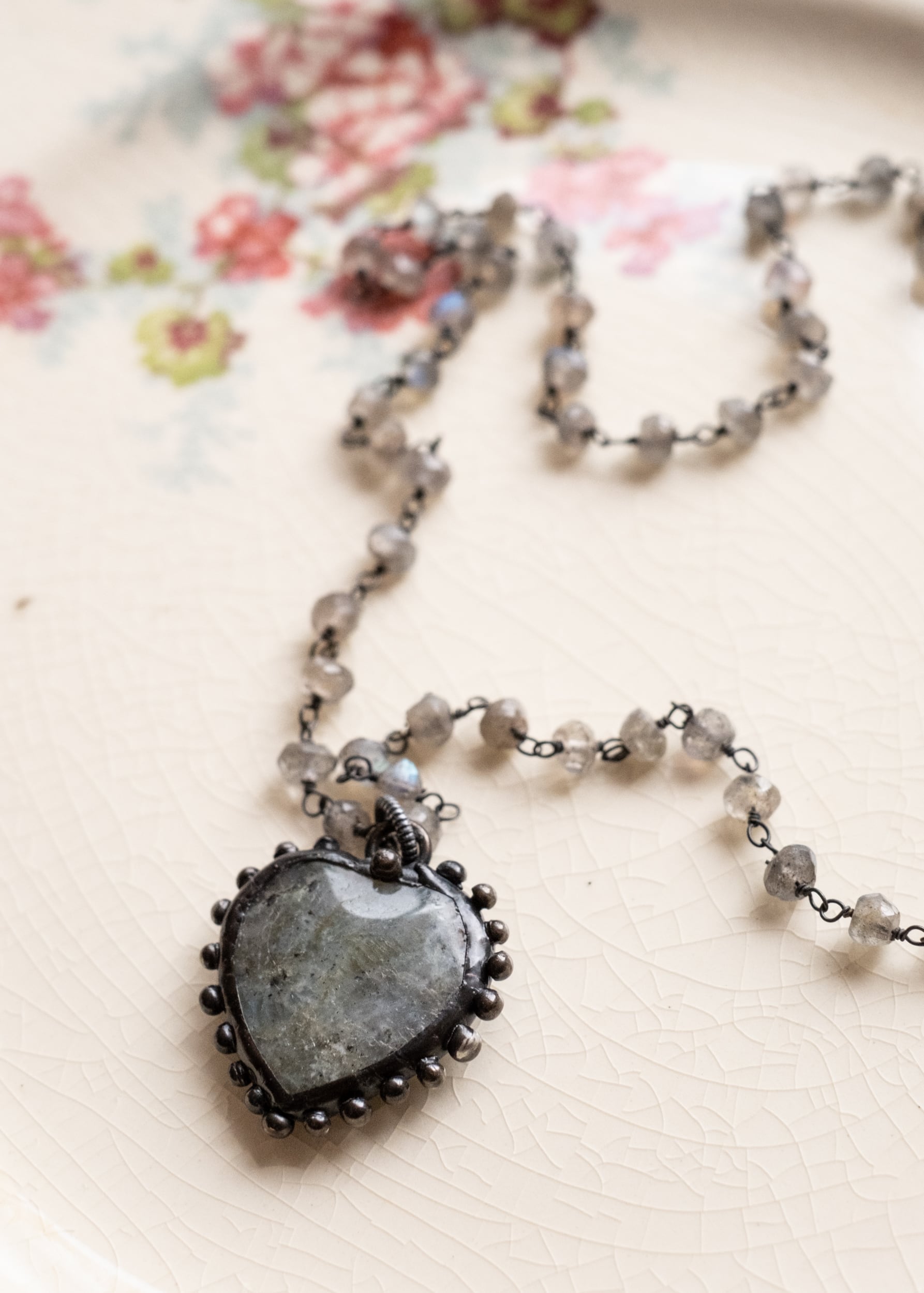 Mystic Labradorite Heart Necklace