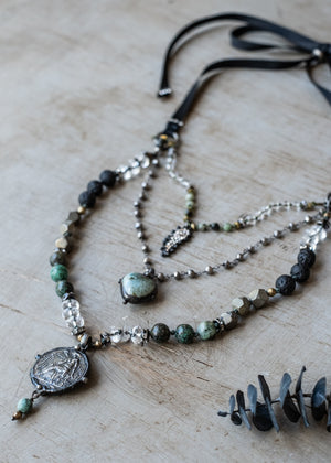 Greek Coin Triple-Tier Necklace