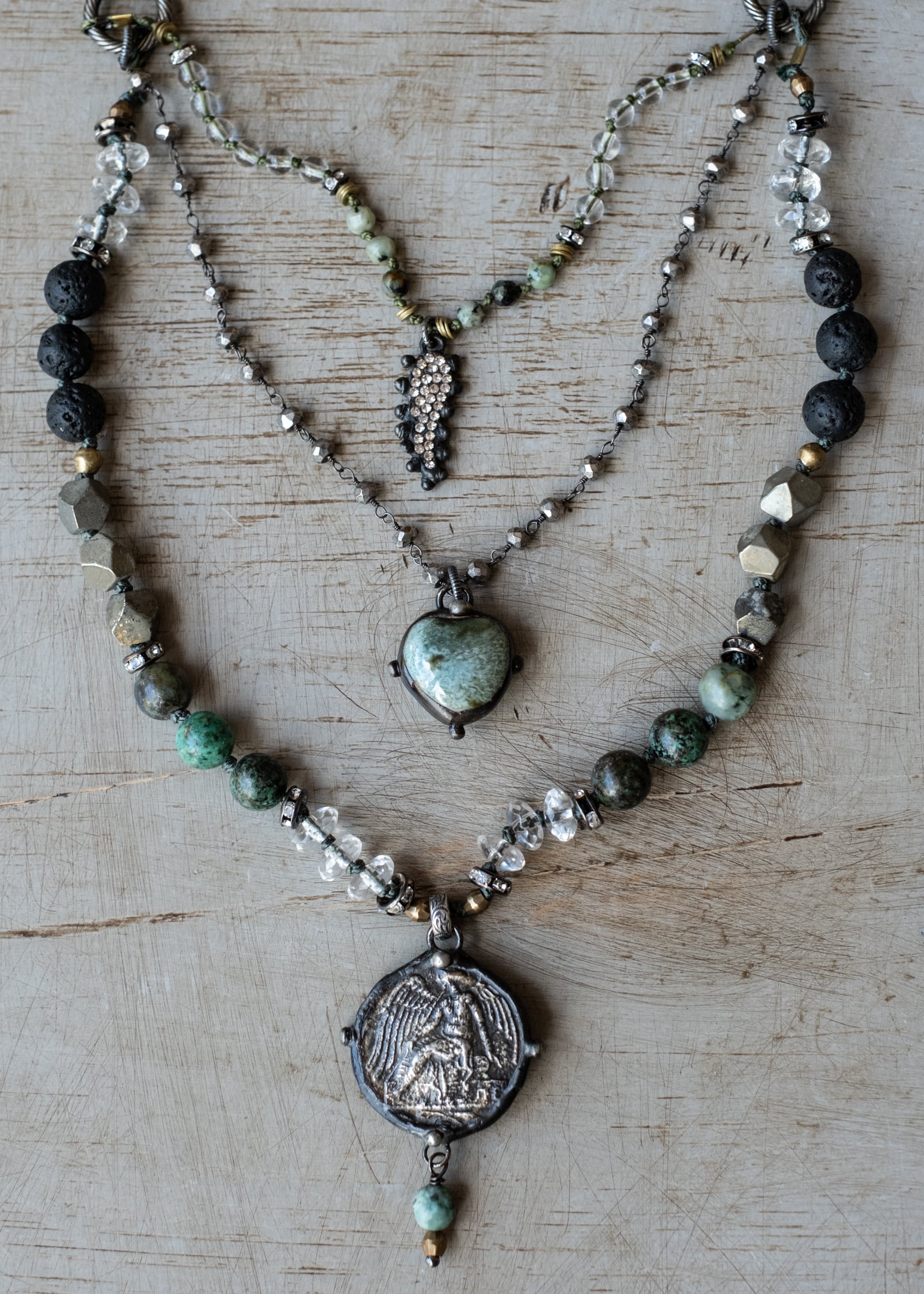 Greek Coin Triple-Tier Necklace