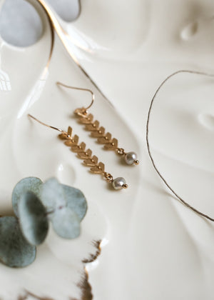 Modern Gold & Pearl Earrings