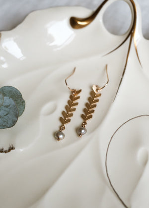 Modern Gold & Pearl Earrings