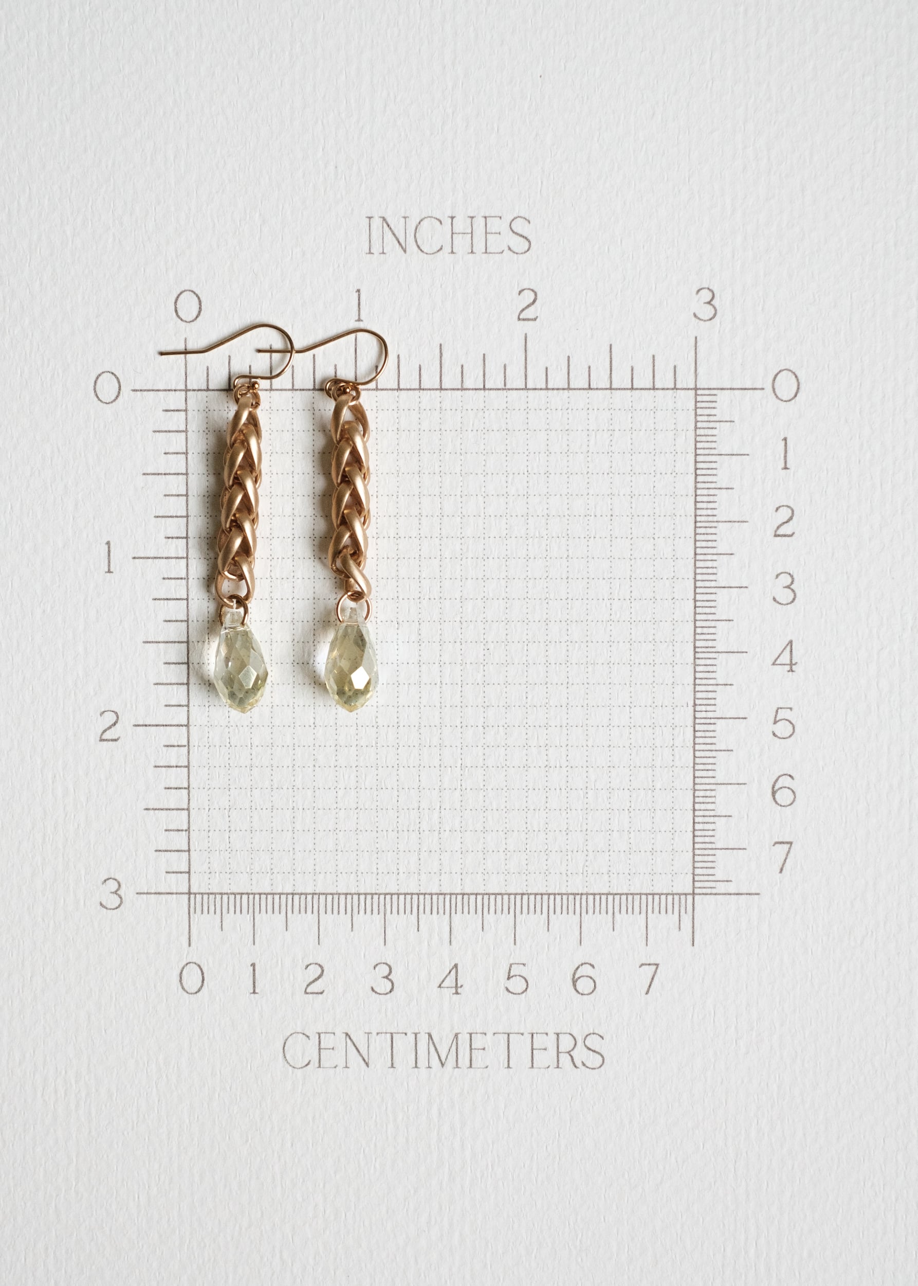 Crystal Teardrop Wheat Chain Earrings