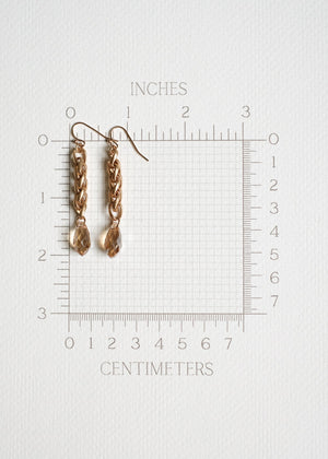 Crystal Teardrop Wheat Chain Earrings