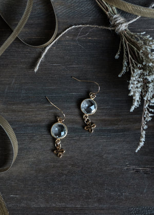 Crystal Quartz & Cross Earrings